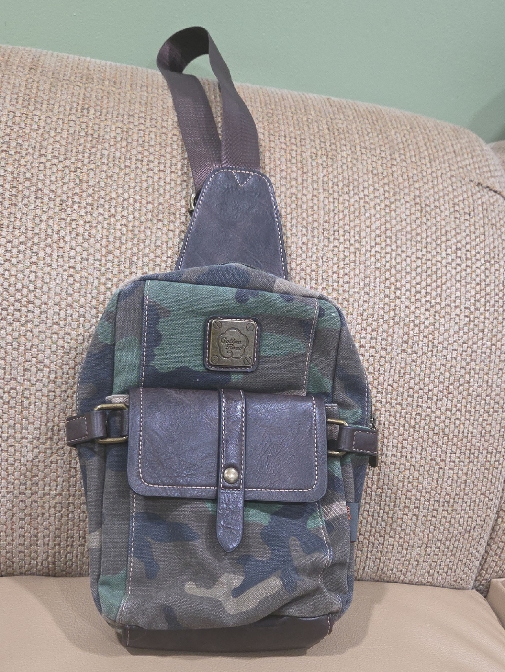 Women's Cotton  Camo Sling Bag - Green Camouflage